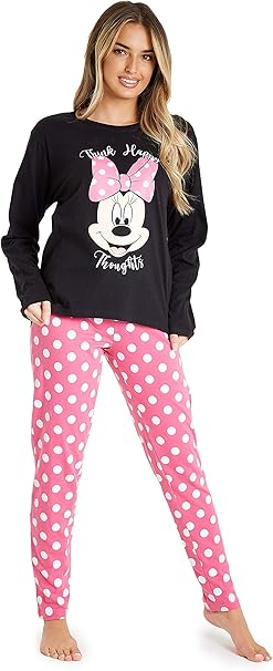 Disney Pigiama Donna – Pigiama Donna Cotone Lungo in Cotone S-XL Pigiami Due Pezzi Stitch Minnie